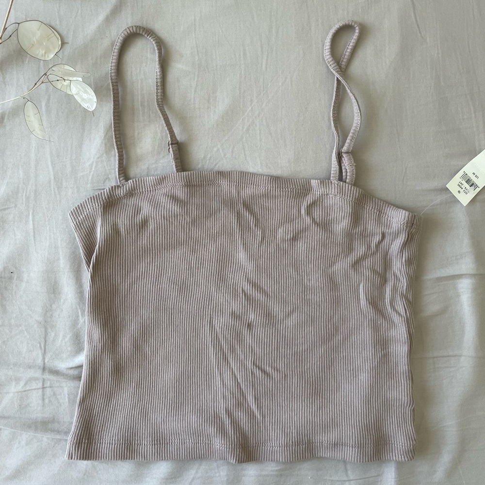 (2/$22) Cropped square neck ribbed cami
